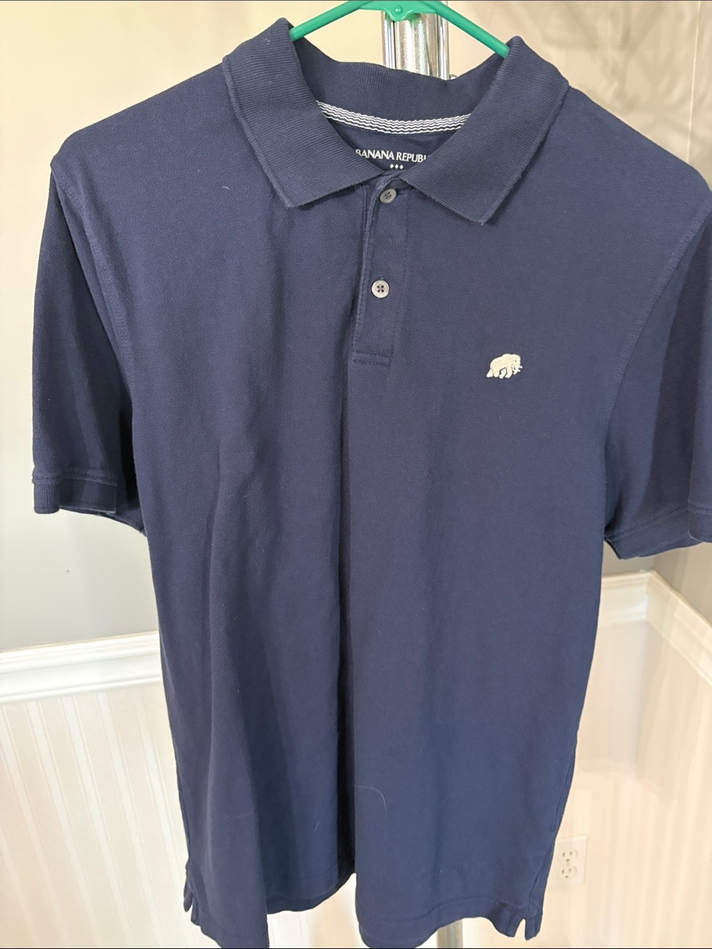 Banana Republic Men’s Navy Polo with Embroidered Bison
